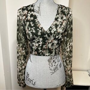 Noisy May Corset-Style Abstract Button Front Crop Top Sz Small